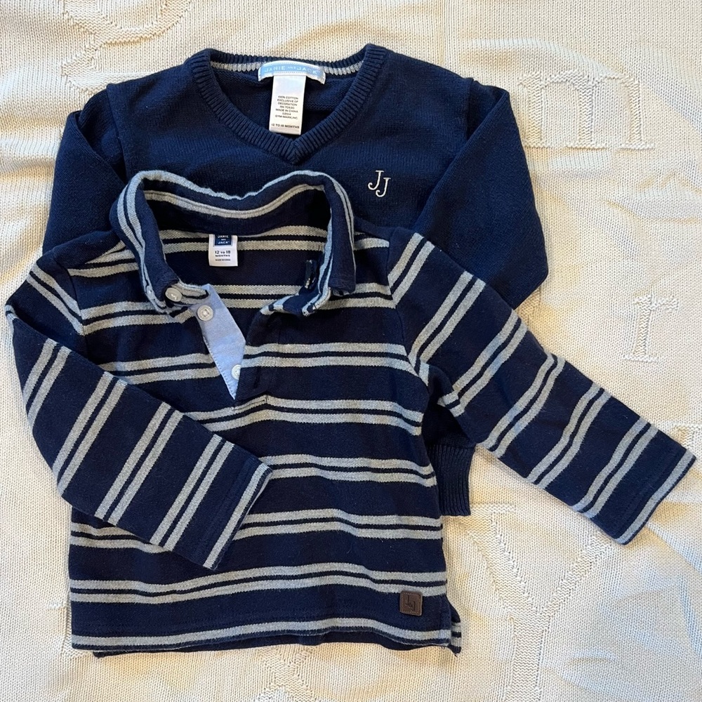 Janie and Jack bundle! Button down, sweater, long sleeve polo 12-18 months